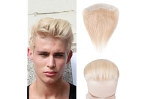 Lordhair Parrucca Uomo PU Frontale,100% Remy Human Hair per Protesi Capelli da Uomo,Toupee European Human Hair Pieces For Men