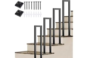 LIJYITF Main Courante pour Escalier U, Garde Corps Exterieur, Rampe Escalier Intérieur, Rampe en Forme de U, Noir Garde Corps en Métal pour Extérieur, Balcons, Couloirs. (Noir, U-55CM)