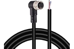 LONLONTY M12 Cable Female 5 Pin Right Angle 6.5Ft/2M Connector Aviation Link Cable for Industrial Automation Control,Fieldbus Module,Device Network…