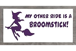 HAPPY SNAIL STICKERS My Other Ride is A Broomstick Car Witch Sticker Decal (Violet) - HSS942