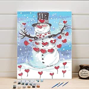 Zddptyy Malen Nach Zahlen Fur Erwachsene Und Kinder Schneemann Malen Winter Schneelandschaft Leinwand Malen Kits Home Decoration Geschenk 15 X 19 Zoll Mit Rahmen Amazon De Spielzeug