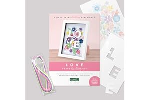 Katy Sue 'Love' Paper Quilling Kit - Contains 60 x 5mm Quilling Strips, Printed Floral Background, Die Cut Letters Spelling 'Love' & Full Colour Instruction Book. Does not Contain Frame
