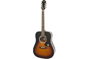 Epiphone DR-100 Dreadnaught Akustik-Gitarre (Vintage Sunburst Lack, Mahagoni Korpus, Ausgewählte Fichtendecke, 25.5 Mensur, Palisander Griffbrett)