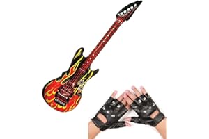 RichMoho Punk Rocker Party Kit, Large Inflatable Guitar Punk Rocker Gloves
