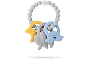 Precious Snuggle™ | Baby Teether 2023 | Unisex Teething Toy | Baby Essentials | Baby Toys | Easy Grip Teething Gift | Neutral Pastel Colours Suitable for Baby Girls & Baby Boys (Neutral)