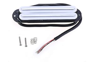 Musiclily Hot Rails Pastilla Humbucker Formato Single Coil Pickup para Guitarra Eléctrica Strat Squier,Cuerpo Blanco con Rail Cromado