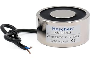 Heschen Electromagnet Magnet Solenoid P80/38, OD: 80mm, DC 24V, 100Kg/220 lb