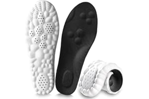 Medical Silicone Insoles Relieve Pressure on Feet with Massage Pads and Breathable Pores - Suitable for Men and Women for All Types of Shoes (Black, 41-46)