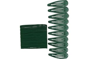 CAPRILITE 30 PCS Sleepie Elastics Hair Head Bands Snap Clips Hairbands Bobbles SCHOOL SET (Emerald Dark Green)