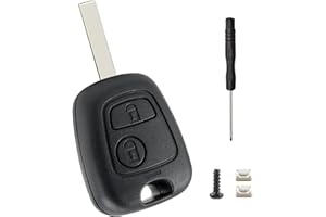 EIAIGKY Guscio Chiave per Peugeot 106 107 206 207 208 407 806 e Citroen C1 C2 C3 C4 C5，Guscio Telecomando Peugeot 107, Telecomando Cover Scocca Senza Elettronica + Due Micro Pulsanti 1 Cacciavite