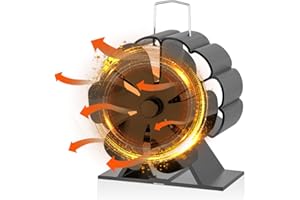 CJBIN Mini Stove Fan, 6 Blade Log Burner Fan, Wood Burner Fans Small Silent for Heat Circulation, Fire Fan Wood Burner for Wood Burner/Log Burner/Fireplace Accessories