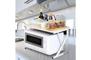LANTUS Estantería móvil para microondas con Estructura de Metal con Estante de Madera MDF Organizador Estante para Herramientas Cocina diseño Moderno tamaño-54 * 35 * 34.5cm-Blanco
