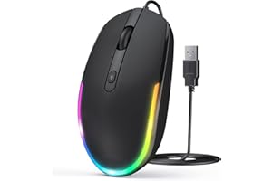 seenda Maus mit Kabel, PC Computermaus mit Kabel, 1600 DPI USB Maus Kabelgebunden für Laptop/PC/Computer/Mac, Schwarz