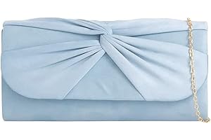 USHOPUK Suede Pleated Style Bridal Prom Wedding Evening Clutch Party Purse Hand Bag