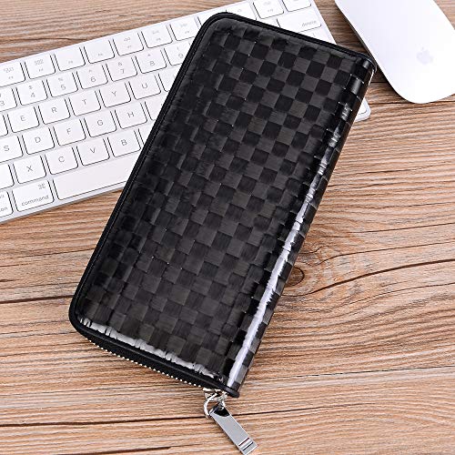 Preisvergleich Produktbild LVLUOYE Brieftasche, Reißverschluss Stil einfache Business Herren Carbonfaser Lederhandtasche feuchtigkeits-fest 8 Zoll