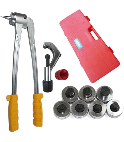 Extenseur de tuyau d'échappement hydraulique, pompe à pédale 10 T avec 4 matrices, 2 étuis de rangement pour tubes en cuivre et aluminium dans la réparation automobile | FR Extenseur de tuyau d'échappement hydraulique, pompe à pédale 10 T avec 4 matrices, 2 étuis de rangement pour tubes en cuivre et aluminium dans la réparation automobile | FR