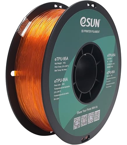 eSUN Flexibel TPU Gloeidraad 1.75mm, TPU 95A 3D Printer Gloeidraad, Dimensionale Nauwkeurigheid /- 0.05mm, 1KG (2.2 LBS) Spoel 3D Printen Materiaal voor 3D Printer, Transparant Rood