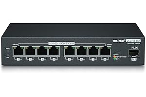 10Gtek 9-portowy nieobsługiwany przełącznik 2,5G, 8 x 2,5 GBASE-T Porty, z jednym gniazdem SFP (2500 M), bez nadawcy, Backwards kompatybilny z urządzeniami 10/100/1000 Mb/s, bezobsługowy, do montażu