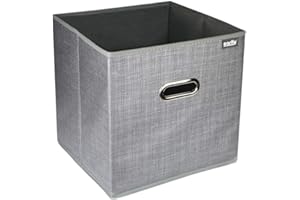 VETRINE INRETE Vetrineinrete® Scatola portadocumenti da ufficio box di archiviazione organizer per archivio documenti contenitore con manici grigio o beige varie misure 69686 A34 (Grigio, 25x25x25 cm)