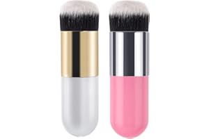 SRUIDYLADY 2 piezas brocha gorda maquillaje polvos, brocha colorete en polvo, cepillo facial grande para polvos sueltos o compactos, brocha para bronceador brocha maquillaje polvos cepillo de fibra de felpa