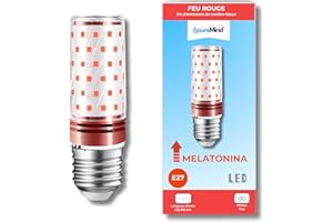 Puremind Ampoule Lumière Rouge Mélatonine E27 – Lumière Rouge Anti-Lumière Bleue + Thérapie Sommeil – LED Flicker-Free pour Relaxation + Chambre + Lecture (E27)