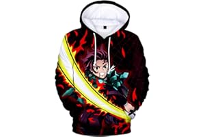 OLIPHEE Mens 3D Anime Cartoon Hoodie Comic Fans Love Hoodie Sweatshirt
