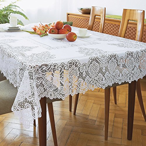 Preisvergleich Produktbild Tischdecke "Bianca" Spitzen-Design abwaschbar Kunststofftischdecke Gartentischdecke Tischläufer Outdoor Campingtischdecke