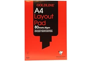 Clairefontaine - Ref GPL1A4Z - Goldline Layout Pad (Contains 80 Sheets) - A4 (210 x 297mm) in Size, 50gsm Paper, FSC-Certified, Degree of Transparency, Acid Free