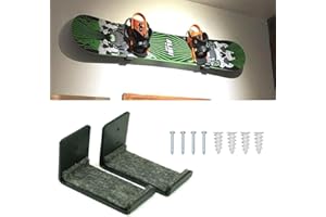 Lioaeust Estante de pared para snowboard, 2 piezas, soporte de pared de acero para snowboard, esquí, surf, longboard, soporte de almacenamiento para el hogar, garaje, plano (mediano)