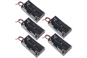 AOICRIE 5 Stück 3.7V 18650 Batteriehalter Gehäuse Kunststoff Akku Aufbewahrungsbox mit Wire Leads(2 Solts), 18650 Akku Gehäuse Spiralfeder, Akkupack 18650 3.7V