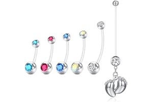 NIUSIMAN 6 pezzi plastica Sport ombelico Piercing gravidanza 12mm 14mm 16mm 18mm 25mm 38mm acrilico Maternità pancia ombelico pulsante Piercing donne 14G colorato CZ Bioflex Piercing gioielli