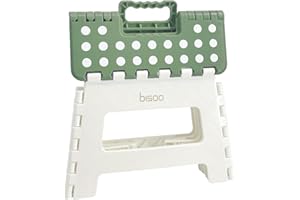 BISOO Sgabello Pieghevole - Sgabello Bambini per Bagno e Cucina - Sgabello Portatile in Plastica - Sgabelli Pieghevoli con Colori Carini e Resistenti Fino a 120Kg - Altezza 22 cm Oliva