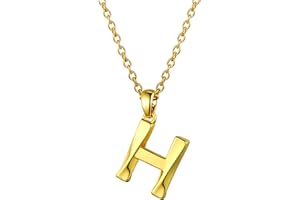 Bestyle - Collar con letras para hombre y mujer, de cobre trenzado de 26 letras, colgante con cadena en O extragrande, acero inoxidable, 46 cm + 5 cm dorado, color dorado