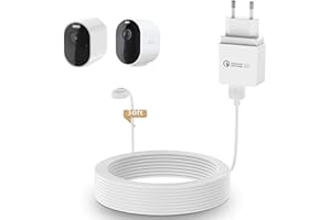 TIUIHU Netzteil Adapter Ladegerät für Arlo Kamera mit Ladekabel Zubehör kompatibel mit Arlo Pro3 Smart Home 2K/Arlo Ultra Smart Home 4K (30ft)