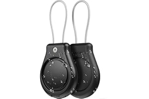 ONEONTA 2-pak uchwytów na AirTag – wodoodporny brelok do kluczy z kablem drucianym, kompatybilny z Apple Air Tag, bezpieczny uchwyt do bagażu, breloczek do kluczy (czarny)