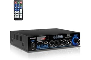 OKANEMOQI 1000 W Amplificador hifi, Bluetooth 5.0 RMS 60 W X 2 Audio Equipos de Musica, SD Card/USB Input/FM Radio, para PC, TV, Amplificador Coche, casa Altavoz, subwoofer BT 12v 220V