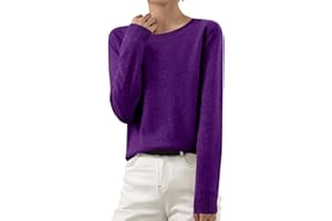 GENERIC Pull Femme Chic Chaud Pas Cher Couleur Unie Col Rond/V Hauts Manche Longue Pull en Tricot Femme Hiver Leger Chic et Elegant