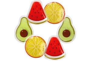 Comfytemp 6 Pezzi Borsa del Ghiaccio per Bambini, Impacchi Caldi e Freddi con Stampe a Frutta, Ghiaccio Gel Riutilizzabile per Bambini, per Pronto Soccorso, Sollievo dal Dolore, Mal di Testa