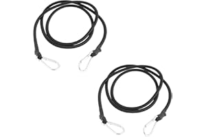 DRERIO 2 sztuki 2 m Bungee Liny z karabińczykiem Czarny Extra Długi Bungee Linki z Hakami Trwałe Elastyczne Linki Bungee Paski bagażowe na kemping Rowery Bagaż Bagaż Motocyklowy