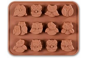 WishesMar Moule à Chocolat Forme de Divers Hibou 12 Cavités Moules en Silicone pour Bonbon Glace Petit Savon Décoration de Gateau
