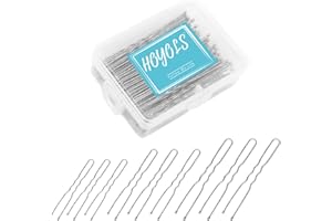 Hoyols Lot de 150 épingles à cheveux en forme de U argentées, tailles assorties, pinces à chignon en métal, design ondulé avec pointes sphériques pour femmes et filles (argent)