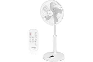 4UMOR Ventilador de Pie Silencioso 20dB, Eco, Motor DC 24W, con Mando a Distancia, 9 Velocidades, 4 Modos, con Temporizador