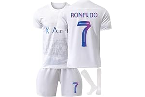 AZISEN Al NASSR FC Fußball-Trainingstrikots, Al NASSR FC No.7 Fußball Trikot 22/23 Heim/Auswärtstrikot Sporttraining Sporttrikots für Herren Activewear T-Shirts Shorts und Socke Fußball-Ausrüstung