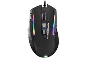 THE G-LAB Kult NITROGEN Atom Mouse Gaming ad Altissima Precisione - Sensori Ottici 4800 DPI, RGB, 9 Pulsanti Programmabili, Ultra Leggero, Ideale per MOBA/FPS - Compatibile con PC/PS5/Xbox One - Nero