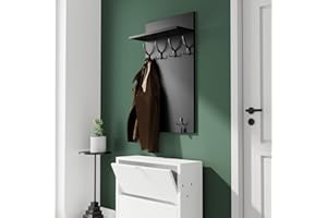 AKKE Maxi Appendiabiti Ingresso Moderno da Parete Muro Guardaroba 90cm x 60cm Nero/Nero.
