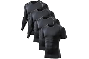 TELALEO 4 Pack Kompressionsshirt Herren Kurzarm/Langarm Funktionsshirt Schnell Trocknend T-Shirts Atmungsaktiv Sport Laufshirt für Fitness Laufen Gym