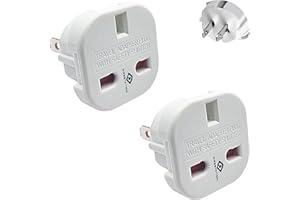 Pipestation UK to US Plug Adapter (2 Pack) | United Kingdom to USA Plug Adaptor x2 | UK 3-Pin - American 2 Flat Pin Adaptor | Power Travel Adapter for USA, Japan, Canada, Mexico, Thailand and More