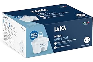 Filtro de agua SLIM bi-flux® de LAICA, Purificador y Filtrador de Agua – Compatible con las jarras Brita* – 12 meses de agua buena y filtrada (12 filtros x 150 L) – Fabricado en Italia
