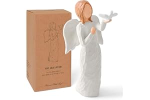 THOVORRNL Angel Figurines for Women, Statue Holding Doves Figurine, Sympathy Bereavement Memorial Gift Sculpted Hand-Painted Figurine Christian Catholic Religious Angels Gifts for Peace Freedom Love