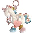 Itzy Ritzy Link & Love Toy for Stroller, Car Seat or Activity Gym, Features Textured Ribbons, Crinkle Sounds, Clinking Rings & Silicone Teether, Unicorn